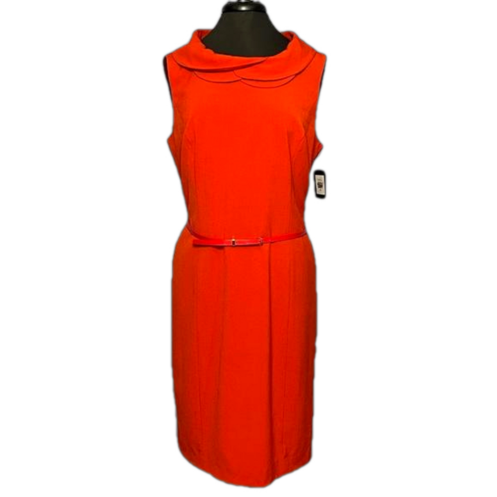 Ellen Tracy Red Sleeveless w/ Belt Women’s Dress Size 14 - Picture 2 of 11